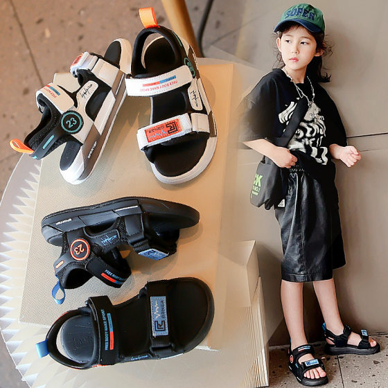 Boys' Sandals 2025 Summer New Soft Sole Non-slip Little Boy Explosions Middle and Big Kids Sports Children's Beach Shoes Trendy