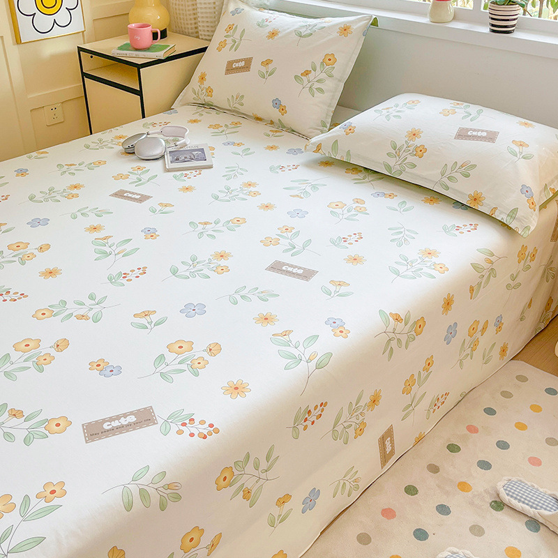Sábana de algodón grueso de dibujos animados pieza individual 100 algodón dormitorio de estudiantes cama individual de verano pieza de tres piezas doble 1.5