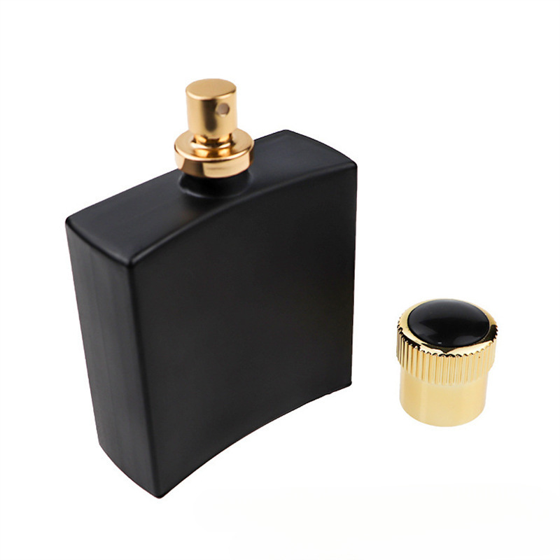 黑色喷雾瓶100ml按压分金属色装瓶扁方经典厂家香水瓶便携式批发