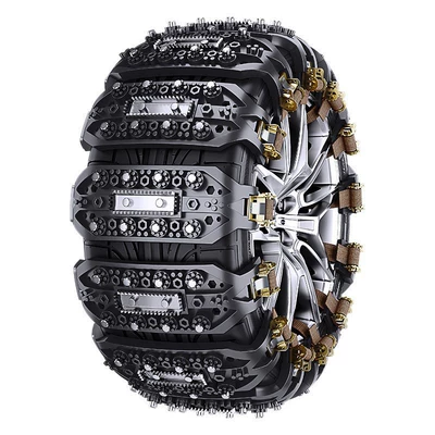 Universal car tire snow chains, made of rubber, designed for use on snowy roads, suitable for sedans and off-road vehicles (Tire snow chain) - eight-stud-anti-skid-chain-black-single-piece
