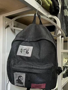 Backpack Raf Simons, wool patch applique, black, lightweight 0.36 kg