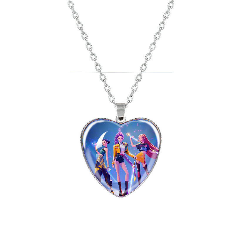Kpop Demon Hunters Demon Hunter Girl Group Time Gem Peach Heart Necklace Cross-Border Hot Selling Accessories Anime Kpop Demon Hunters Demon Hunter Girl Group Time Gem Peach Heart Necklace Cross-Border Hot Selling Accessories Anime