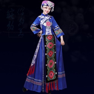 Tujia Clothing Female Xiangxi Minority Adult Clothing Long Clothing Miao Yi Performance Dance Dress New