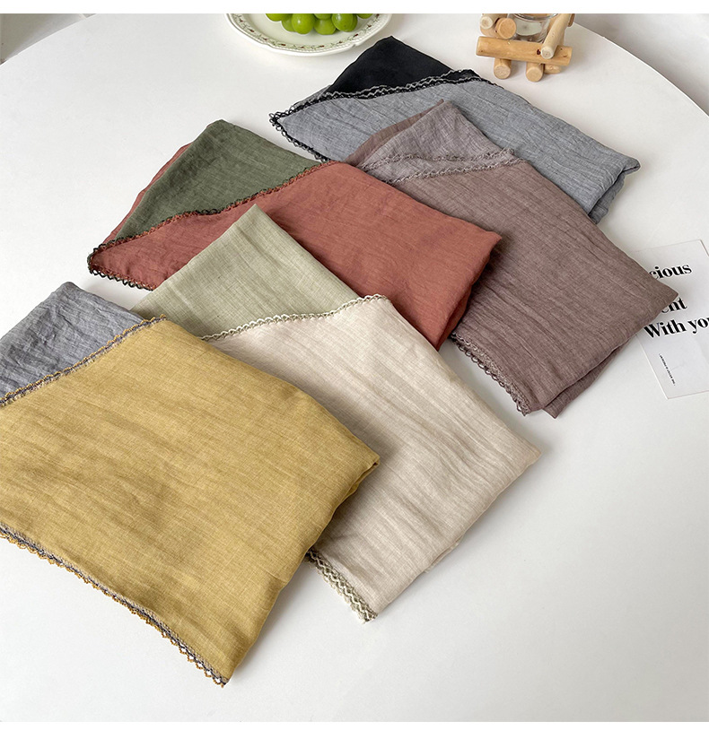 Femmes Style Simple Bloc De Couleur Coton Et Lin Foulard display picture 6