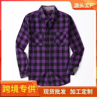 男式法兰绒磨毛格子衬衫内搭打底衫宽松衬衣男休闲长袖上衣外套潮