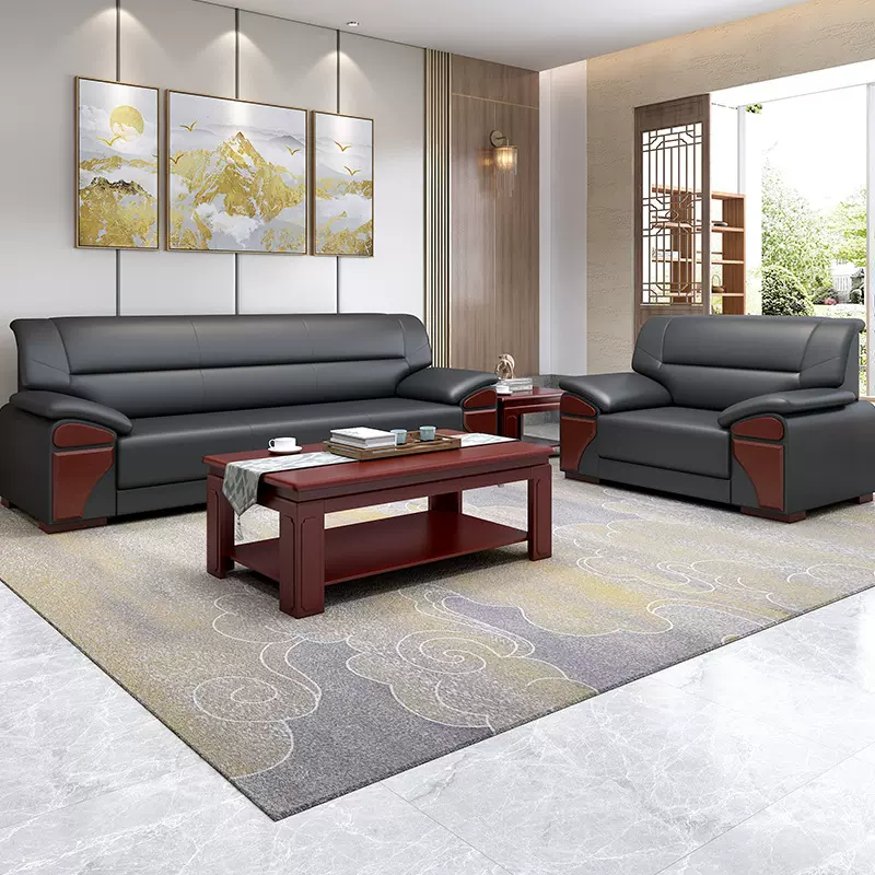 办公沙发茶几组合一整套等候领导办公室商务接待传统沙发组合佛山