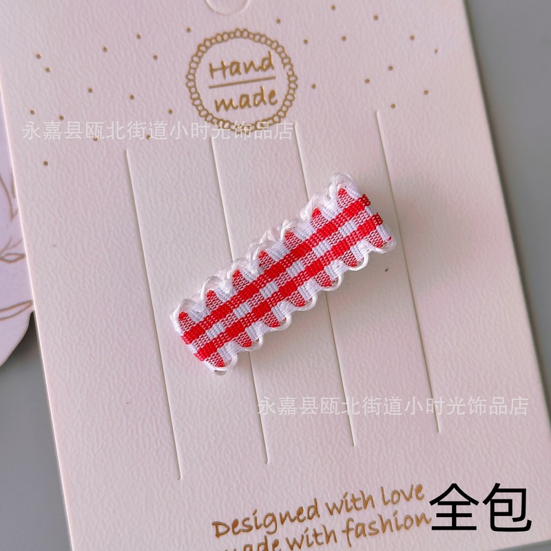 diy ヘアアクセサリー素材ヘアピンアクセサリー耳サイドチェック柄ウェビング 3.5-6 センチメートルオールインクルーシブクリップ子供のサイドクリップアクセサリー|undefined