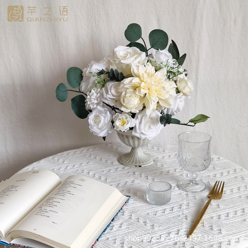 手工制作仿真花絹花戶外婚禮訂婚儀式手捧花DIY新娘伴娘禮物歐式