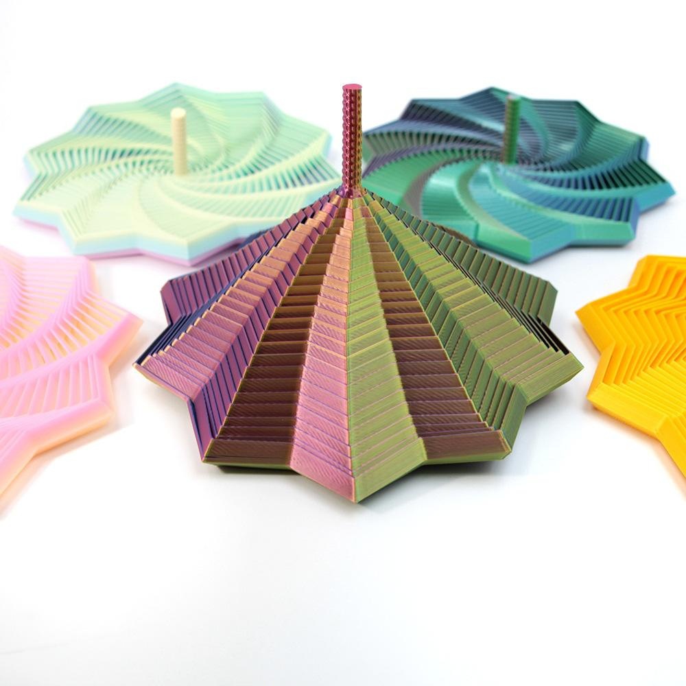 Ilusión visual transfronteriza descompresión torre de rábanos impresa en 3D juguetes de puzzle para niños espiral poligonal gran tecnología negra completa