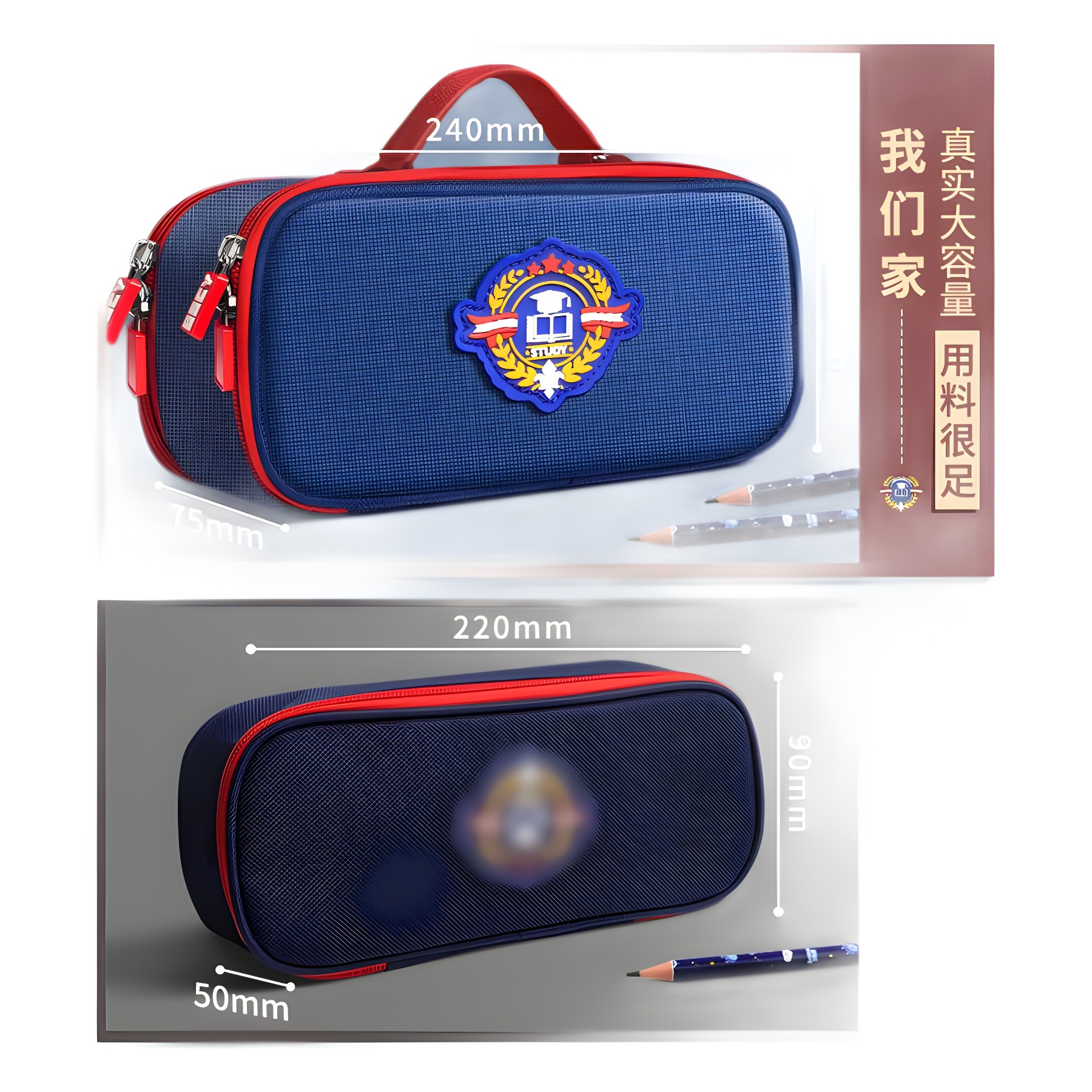 Bolsa de bolígrafo británica de gran capacidad para niños, caja de papelería para estudiantes, bolsa de papelería para niñas, lienzo francés, primer grado