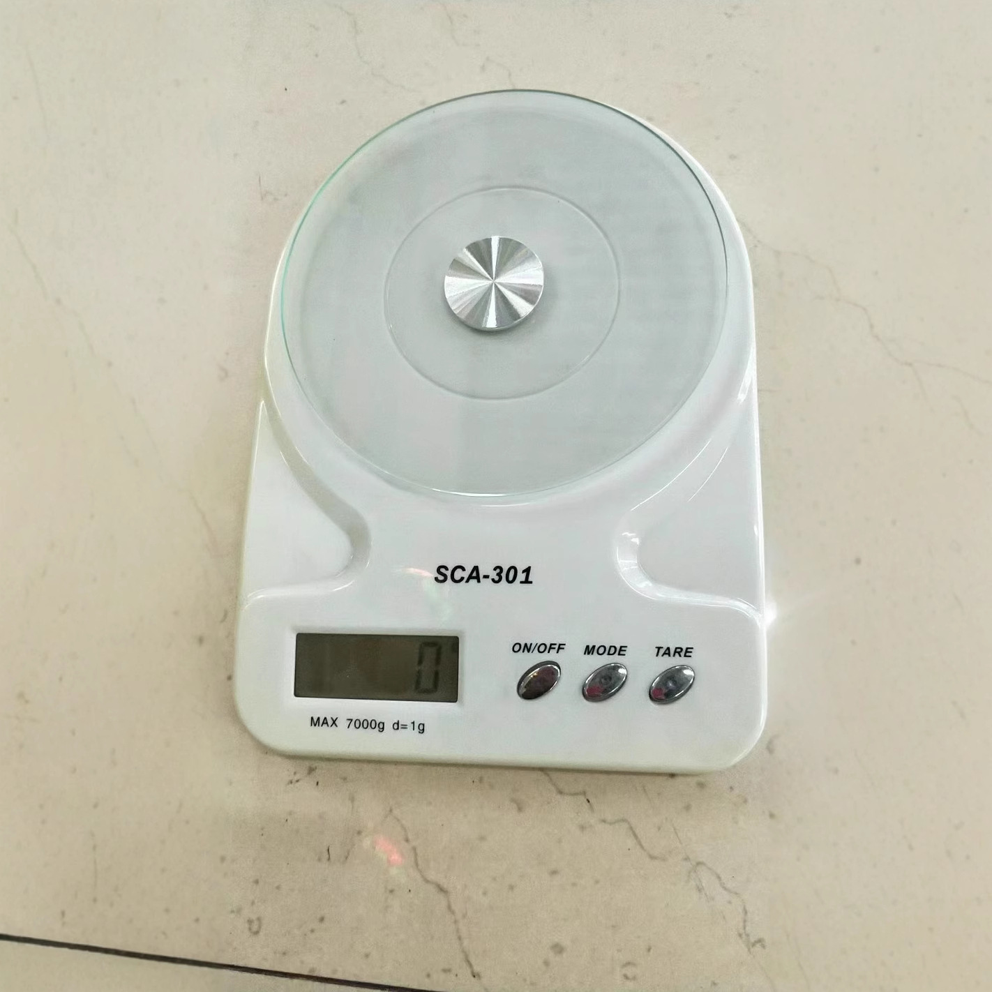 2025 Escala de cocina de vidrio Escala electrónica Escala de horneado Escala electrónica de cocina 7KG / 1G Blanco 301