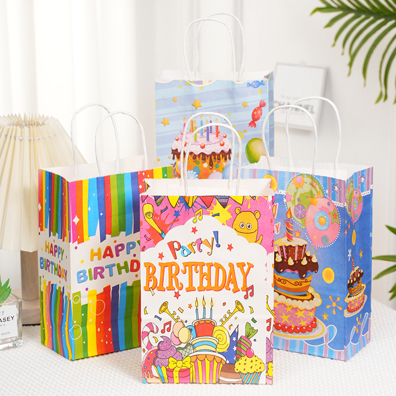 Bolsas de papel kraft en stock Bolsas de papel de cumpleaños felices en inglés Bolsas de regalo de cumpleaños image 2