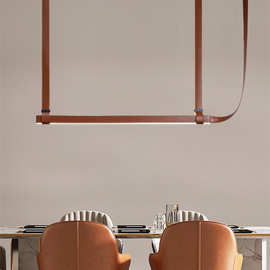 设计师皮带餐厅吧台吊灯样板房创意个性极简一字型岛台前台艺术灯