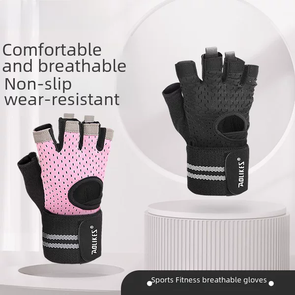 Weightlifting Fitness Gloves Breathable Non-Slip Wrist Sports Dumbbell Half-Finger Sports Gloves Summer Thin Ready Stock