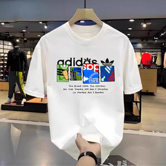 半袖 Tシャツメンズヘビーウェイト 2025 新しい夏の純粋な綿ラウンドネックファッションルーズカジュアル通気性トップ Tシャツ