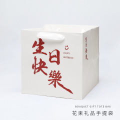 方形禮品袋高級感手提包裝袋生日快樂禮物袋可裝花束鮮花手提盒