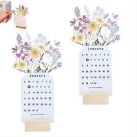 花卉台历 2024 Bloomy Flowers Desk Calendar木质工艺品家居摆件