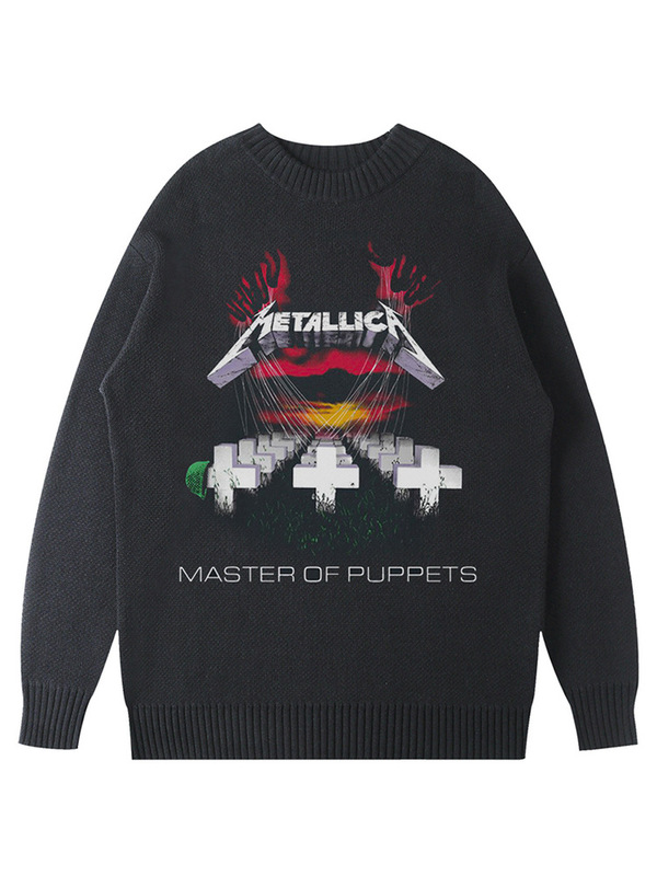 2025 King of Metal Metallica Puppet King Album Rock Music Knitted Sweater Round Neck Sweater