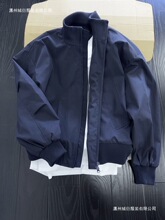 藏青色立领飞行员夹克男秋季穿搭美式短款外套情侣高街小众棒球服