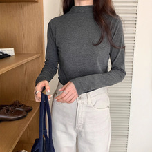 半高领内搭加绒打底衫女冬季2024新款韩版修身百搭长袖套头上衣