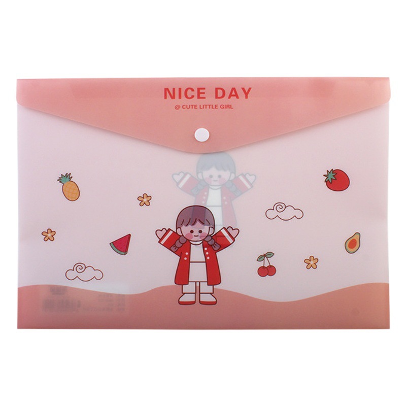 Estilo coreano estudiante lindo A4 prueba bolsa de archivo de papel fresco floral transparente carpeta Snap BOLSA DE INFORMACIÓN suministros de oficina