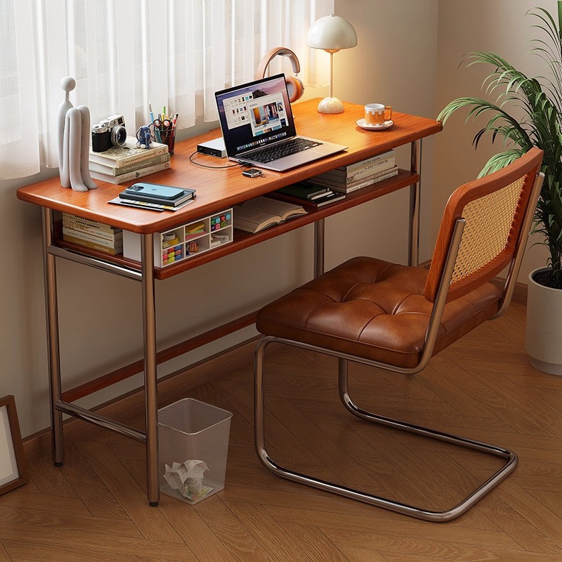 Medieval Style Solid Wood Desk Home Computer Desk Small Apartment Study Study Bedroom Bedroom Bauhaus Narrow Workbench