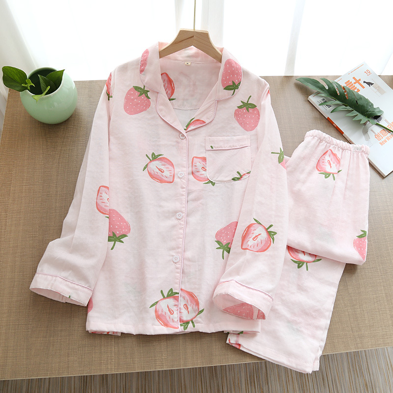 SXLピンク大いちごガーゼパジャマ