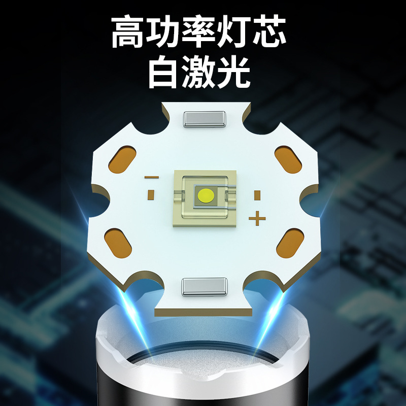 Nueva linterna láser eléctrica de tipo C de carga rápida de largo tiro telescópico zoom linterna acampar al aire libre linterna de luz fuerte