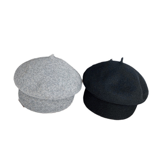 Three-dimensional shaped woolen beret women's autumn and winter warm hat Korean style face-showing little painter hat versatile octagonal hat