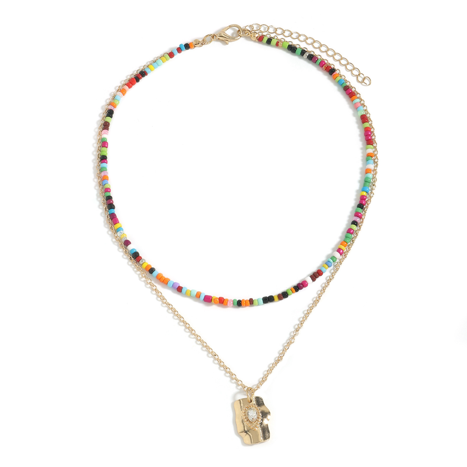 Nihaojewelry Schmuck Großhandel Muschel Anhänger Bunte Perlen Mehrschichtige Halskette display picture 5