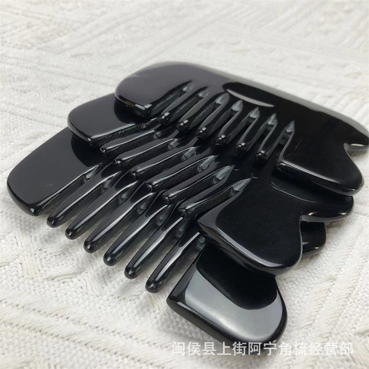 Horn Comb Six Teeth Head Massage Comb Gua Sha Meridian Comb Acupoint Stick Under 10cm in use