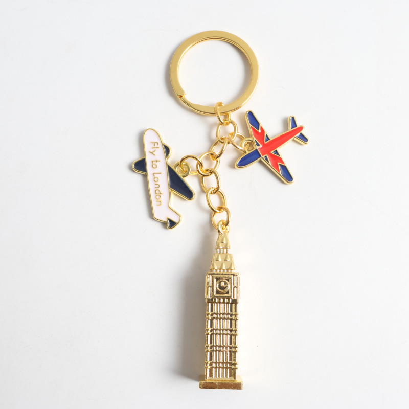 Cross-Border Hot-Selling Item: British London Iconic Buildings Car Key Phone Booth Big Ben Souvenir Keychain