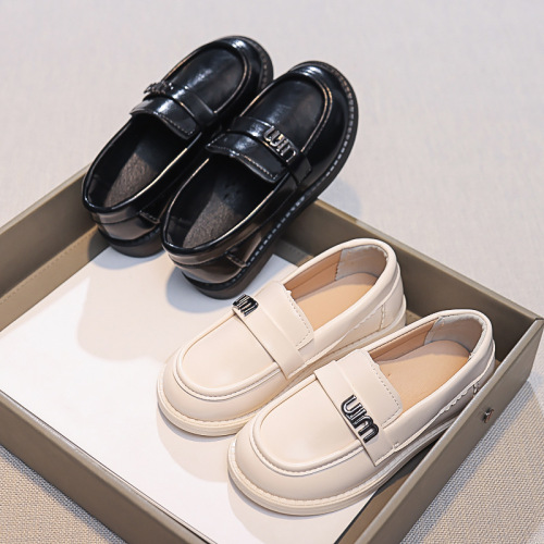 Children's Leather Shoes 2024 Spring Boys Black Dance Little Leather Shoes British Style Baby Primary School Children's Performance Shoes