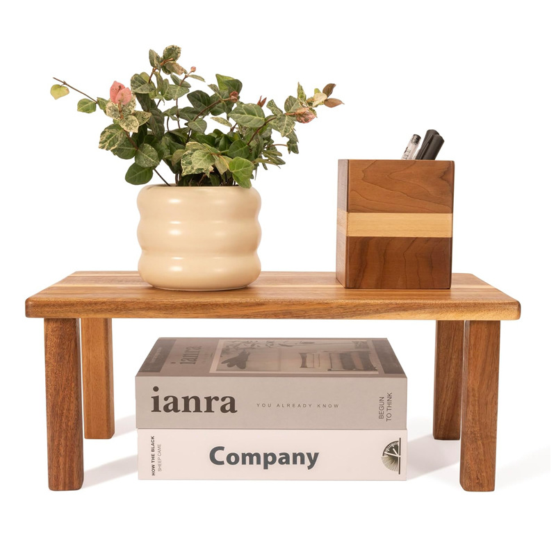 Wooden Desktop Small Storage Rack Bookshelf Bathroom Toiletries Organizer Household Small Table Solid Wood Ornament Rack