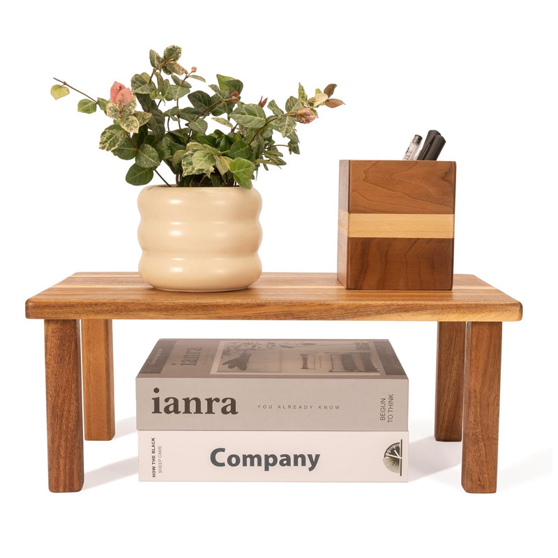 Wooden Desktop Small Storage Rack Bookshelf Bathroom Toiletries Organizer Household Small Table Solid Wood Ornament Rack