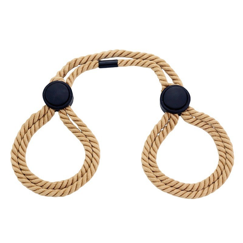 Adjustable Cotton Rope Handcuffs for Adults, Black Bondage Restraint Accessory — detail image 12