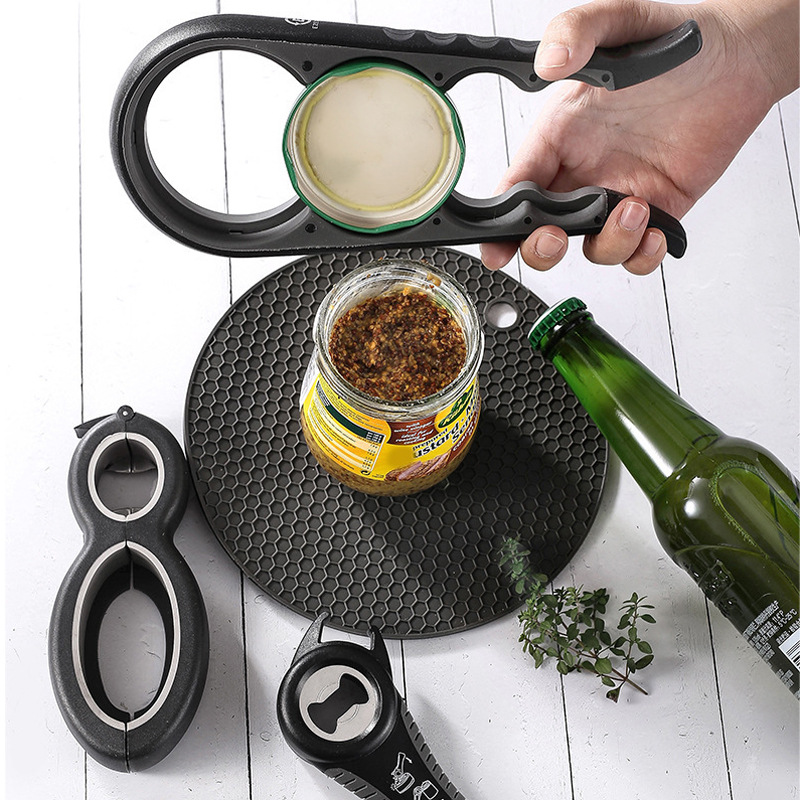 Abrebotellas de acero inoxidable creativo multifuncional vino cerveza tapa abierta cocina gadget cinco en uno abrelatas