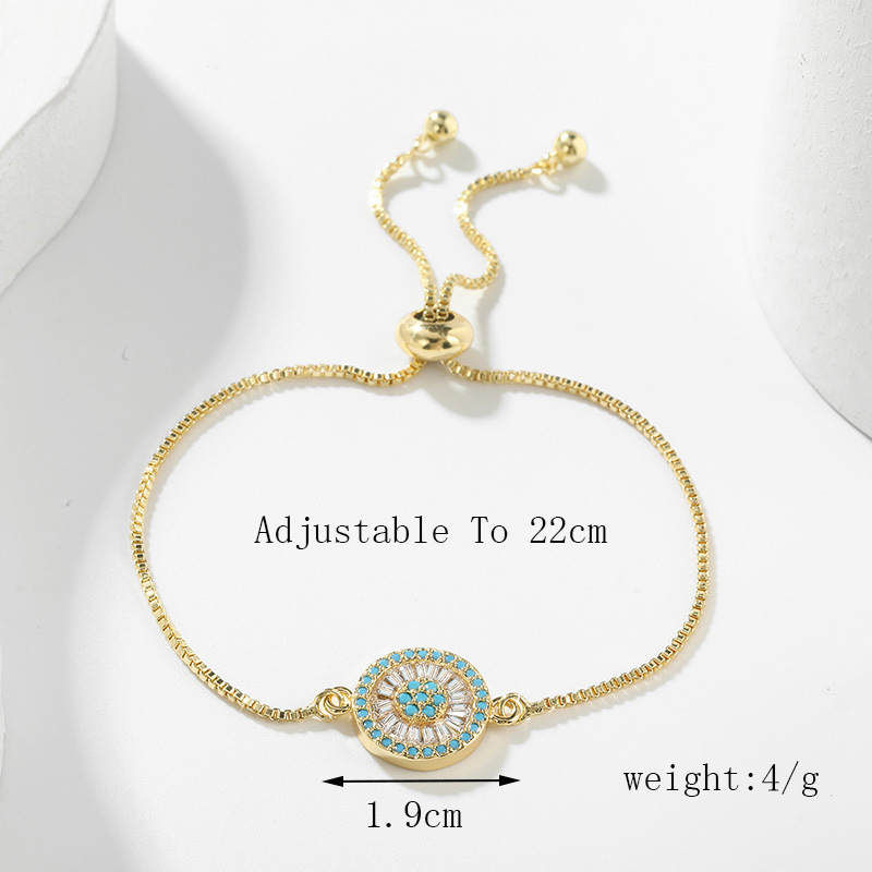 Fashion Copper-inlaid Zircon Round Pull-out Bracelet display picture 1
