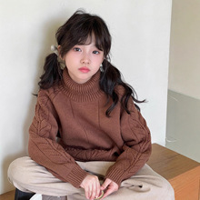 女童高领提花毛衣加厚保暖大童装冬季套头衫针织衫170百搭毛线衣