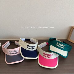 親子帽子拼色字母無頂鴨舌帽夏季空頂遮陽帽兒童戶外運動棒球帽潮