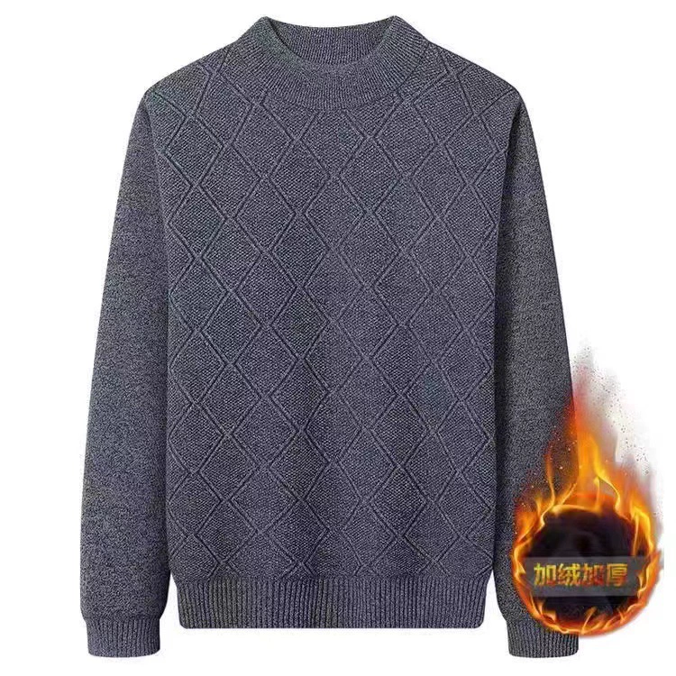Поколение на флисовой подкладке утолщенный жаккардовый свитер с круглым вырезом Базовая рубашка папа зимняя одежда