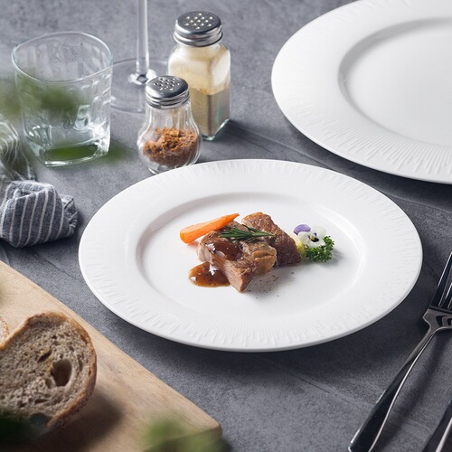 Nordic light luxury steak plate white round dish plate hotel characteristic flat plate ceramic tableware home western food plate