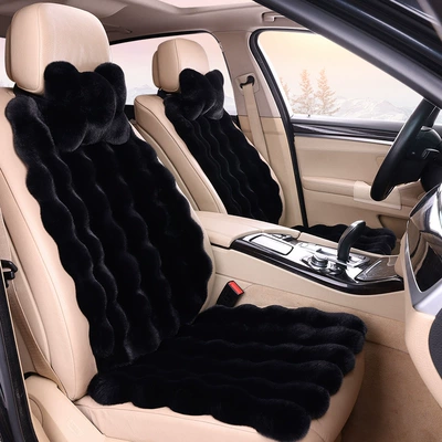 Seat Cushion, Universal Single-Piece Rear Seat cushion, seat cover - pure-black-1-single-seat-1-backrest-1-neck-pillow-bubble-plush