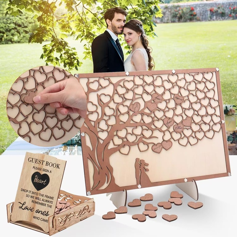 Cross-border New GUEST BOOK Wedding Guest Sign-in Book Message Board Creative Love Commemorative Wooden Craft