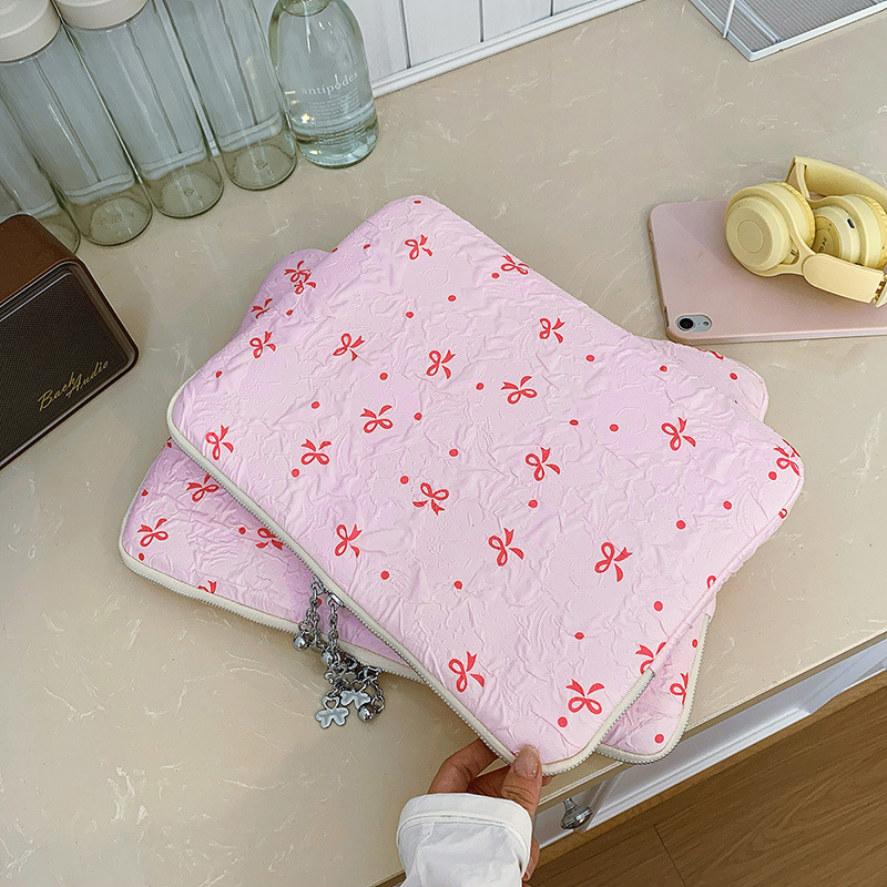 Tablet Storage Bag with Cute Bow, 13/ 14inch Inch Laptop Protective Case, Large Capacity Commuter Inner Bag