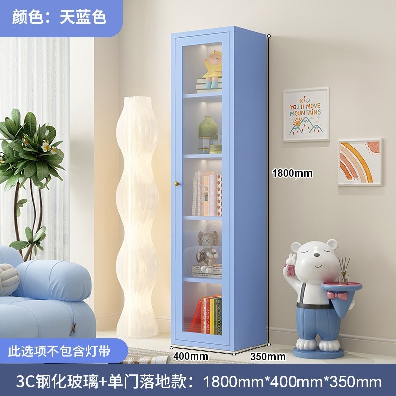 钢制书柜玻璃门防尘书架简约现代铁艺置物柜客厅储物柜家用展示柜|undefined
