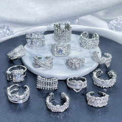 法式輕奢重工滿鑽鋯石開口戒指女高級感小眾個性時尚辣妹氣質指環