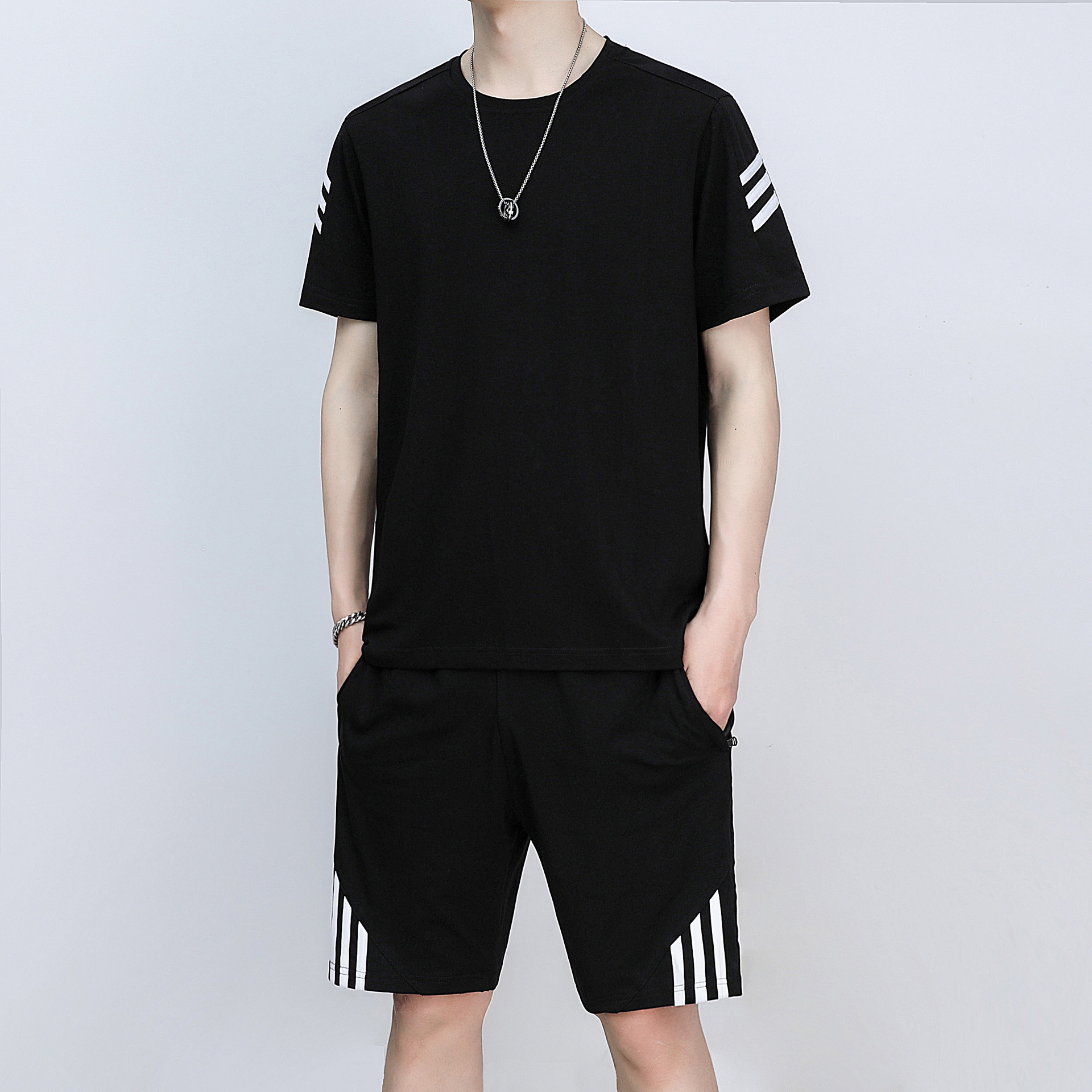 Traje deportivo de mediana edad y ancianos Traje de verano para papá de verano para hombres Camiseta de manga corta para abuelo y ancianos Ropa de verano para hombres