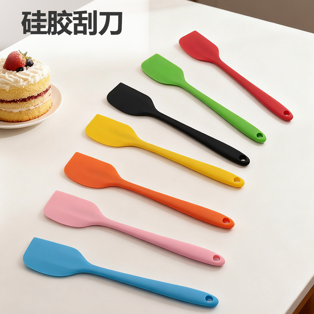 High Temperature Resistant Food Grade Silicone Spatula Integrated Jam Mixing Tool Baking Cream Spatula Cake Spreader