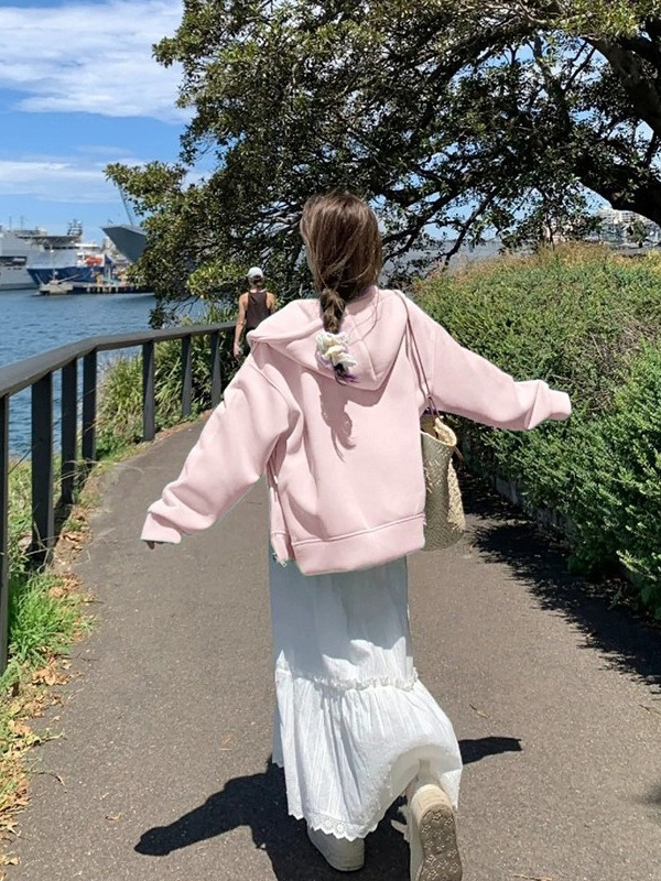 山东即墨卫衣秋季2025新款美式慵懒风大帽子外套小个子巨好看开衫|undefined